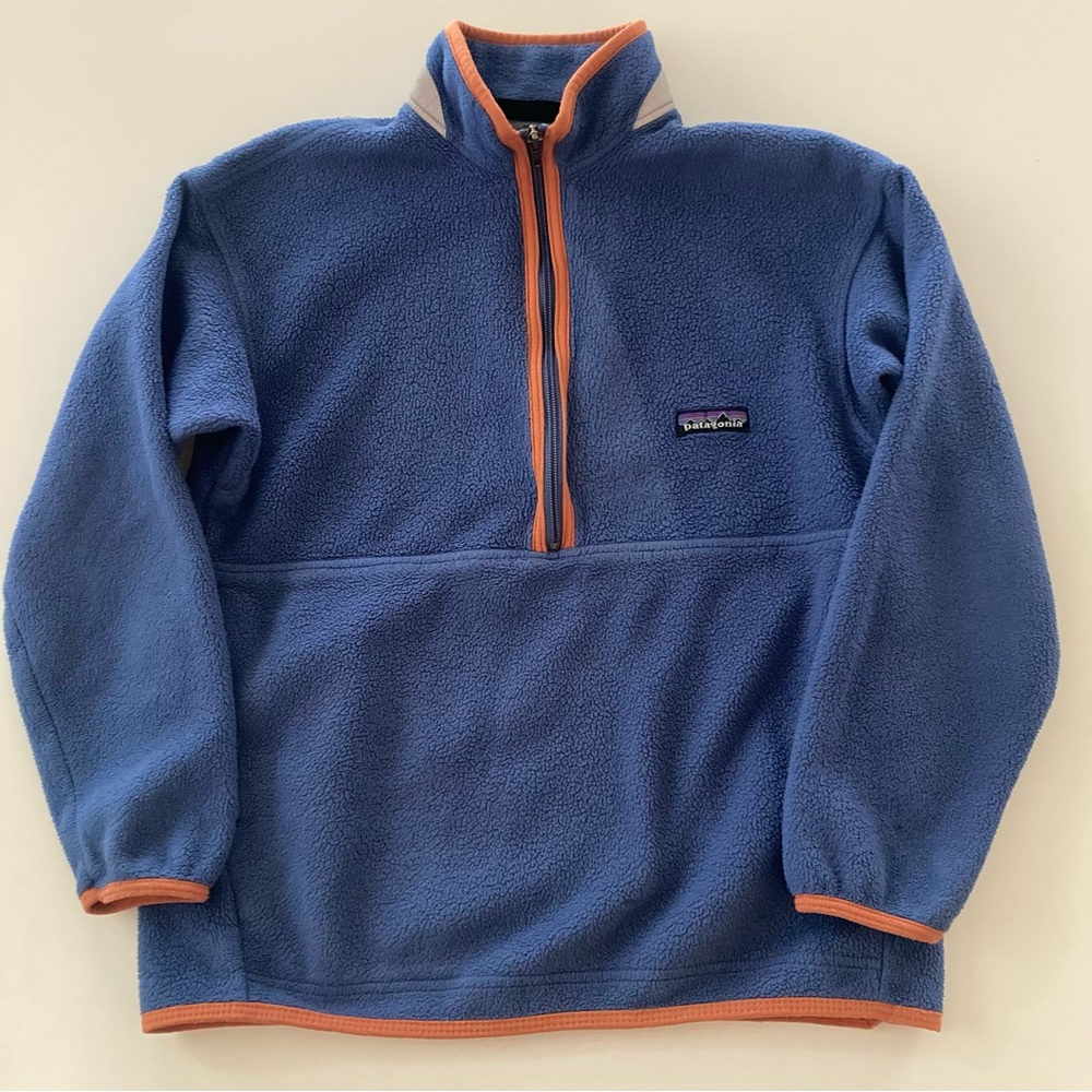 Vintage Patagonia Synchilla Kids 12 Blue Fleece Pullover Zip